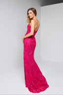 FLORIANA BEADED GOWN IN HOT PINK