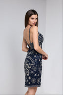 LEILA BEADED MINI DRESS IN NAVY