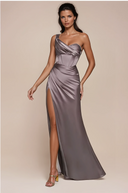 KIMBA OFF THE SHOULDER LACE UP CORSET SATIN GOWN - 6 COLORS