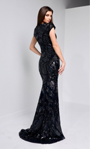 MARTHA BEADED GOWN IN BALCK