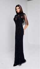 ELLEN BEADED GOWN IN BLACK