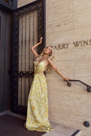 ANGELIE LONG  SILK CRYSTAL DRESS IN WHITE WITH GOLD