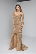 ZARELLE BEADED GOWN IN GOLD