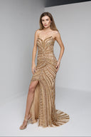ZARELLE BEADED GOWN IN GOLD