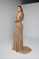 ZARELLE BEADED GOWN IN GOLD