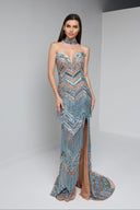 VELINA BEADED GOWN IN NUDE