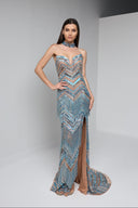 VELINA BEADED GOWN IN NUDE