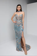 VELINA BEADED GOWN IN NUDE