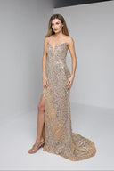 MARINA BUSTIER GOWN IN BEIGE