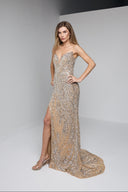 MARINA BUSTIER GOWN IN BEIGE