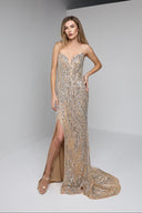 MARINA BUSTIER GOWN IN BEIGE