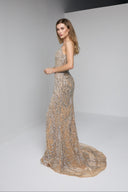 MARINA BUSTIER GOWN IN BEIGE