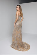 MARINA BUSTIER GOWN IN BEIGE