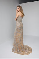 MARINA BUSTIER GOWN IN BEIGE