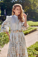 SIENNA FLOWERY LONG BELTED DRESS