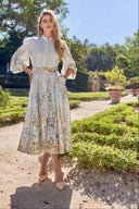 SIENNA FLOWERY LONG BELTED DRESS