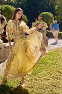 LEA LONG PRINT DRESS IN YELLOW
