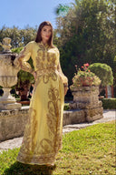 LEA LONG PRINT DRESS IN YELLOW