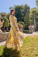 LEA LONG PRINT DRESS IN YELLOW