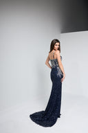 LEILA BEADED GOWN IN NAVY