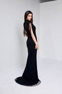 ELLEN BEADED GOWN IN BLACK