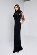 ELLEN BEADED GOWN IN BLACK