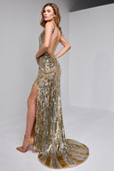 IVANA SEQUIN BEADED GOWN IN GOLD AND SILVER