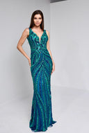 ARIANNE BEADED GOWN IN TEAL