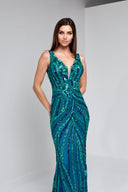 ARIANNE BEADED GOWN IN TEAL