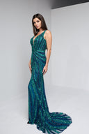ARIANNE BEADED GOWN IN TEAL