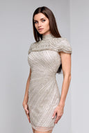 LOLA BEADED SHORT DRESS IN SILVER