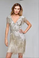 TAYLOR BEADED DRESS IN SILVER