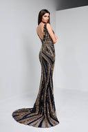 ARIANNE BEADED GOWN IN BLACK AND GOLD