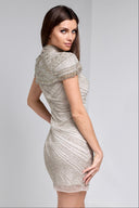 LOLA BEADED SHORT DRESS IN SILVER