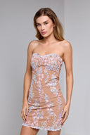 NICOLAS BUSTIER DRESS IN NUDE WITH PASTEL