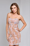 NICOLAS BUSTIER DRESS IN NUDE WITH PASTEL