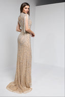 MARQUEE BEADED GOWN IN BEIGE