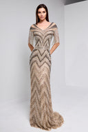 MONICA BEADED GOWN IN CHAMPAGNE