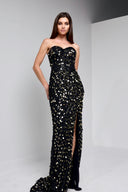 ALANE BUSTIER GOWN IN BLACK AND GOLD