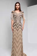MONICA BEADED GOWN IN CHAMPAGNE