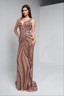 ARIANNE BEADED GOWN IN CHAMPAGNE