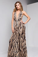 SIA LONG SILK DRESS WITH CRYSTALS