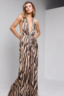 SIA LONG SILK DRESS WITH CRYSTALS