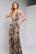 SIA LONG SILK DRESS WITH CRYSTALS