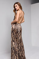 SIA LONG SILK DRESS WITH CRYSTALS