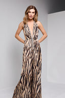 SIA LONG SILK DRESS WITH CRYSTALS