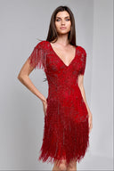 TAYLOR BEADED DRESS IN RED