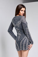 BALIE BEADED SHORT DRESS IN CHROME