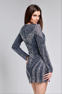 BALIE BEADED SHORT DRESS IN CHROME