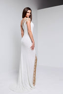 ATHENA BEADED GOWN IN WHITE WITH GOLD